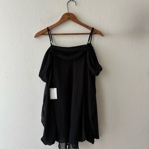 Calvin Klein Off-Shoulder Black Sheer Blouse Top - Size XS - NewWithTags